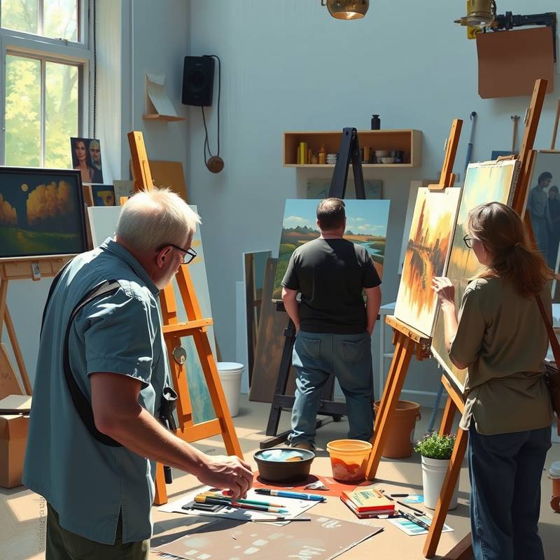 Artist painting, representing art courses