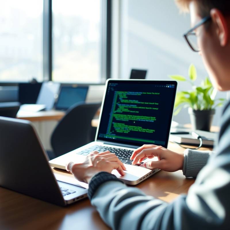 Coding on a laptop, representing technology courses