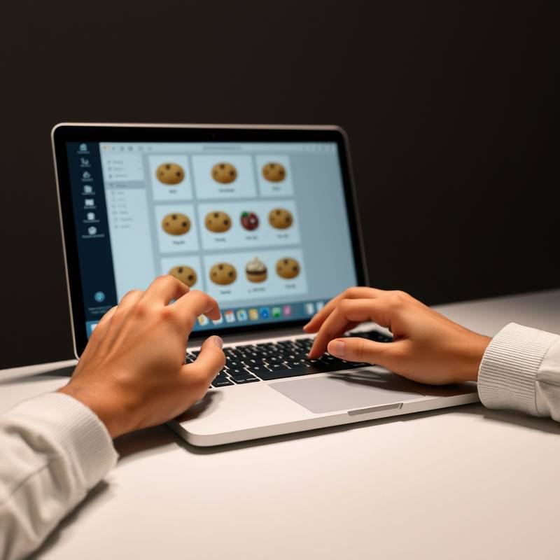 Hands using a laptop, representing cookie management settings